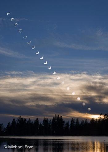 Annular eclipse sequence, Manzanita Lake, Lassen Volcanic NP, CA