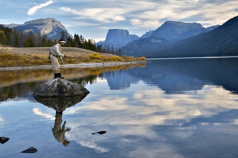 Fly-Fisherman, Green River Lake by Daryl Hunter
