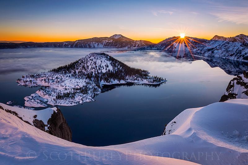 First Rays on Crater Lake, Oregon - Web