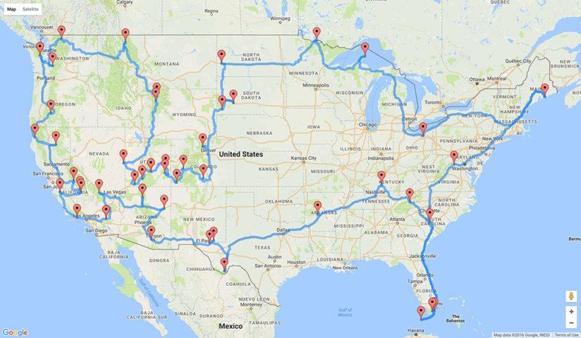 Optimal U.S. National Parks Centennial Road Trip map