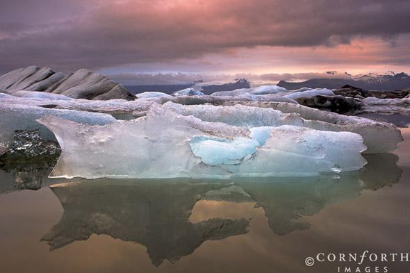 Jokulsarlon Icebergs Sunrise 1, Skaftafell National Park, Iceland