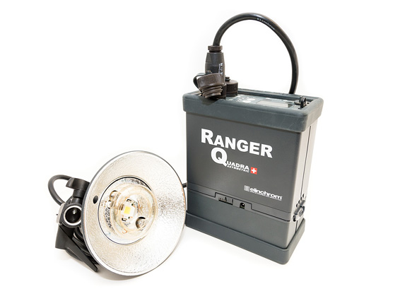 The Elinchrom Ranger Quadra strobe system with the new Li-Ion battery pack and A-Head 