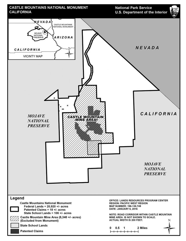 Map of Castle Mountain National Monument. Source: U.S. Department of the Interior.
